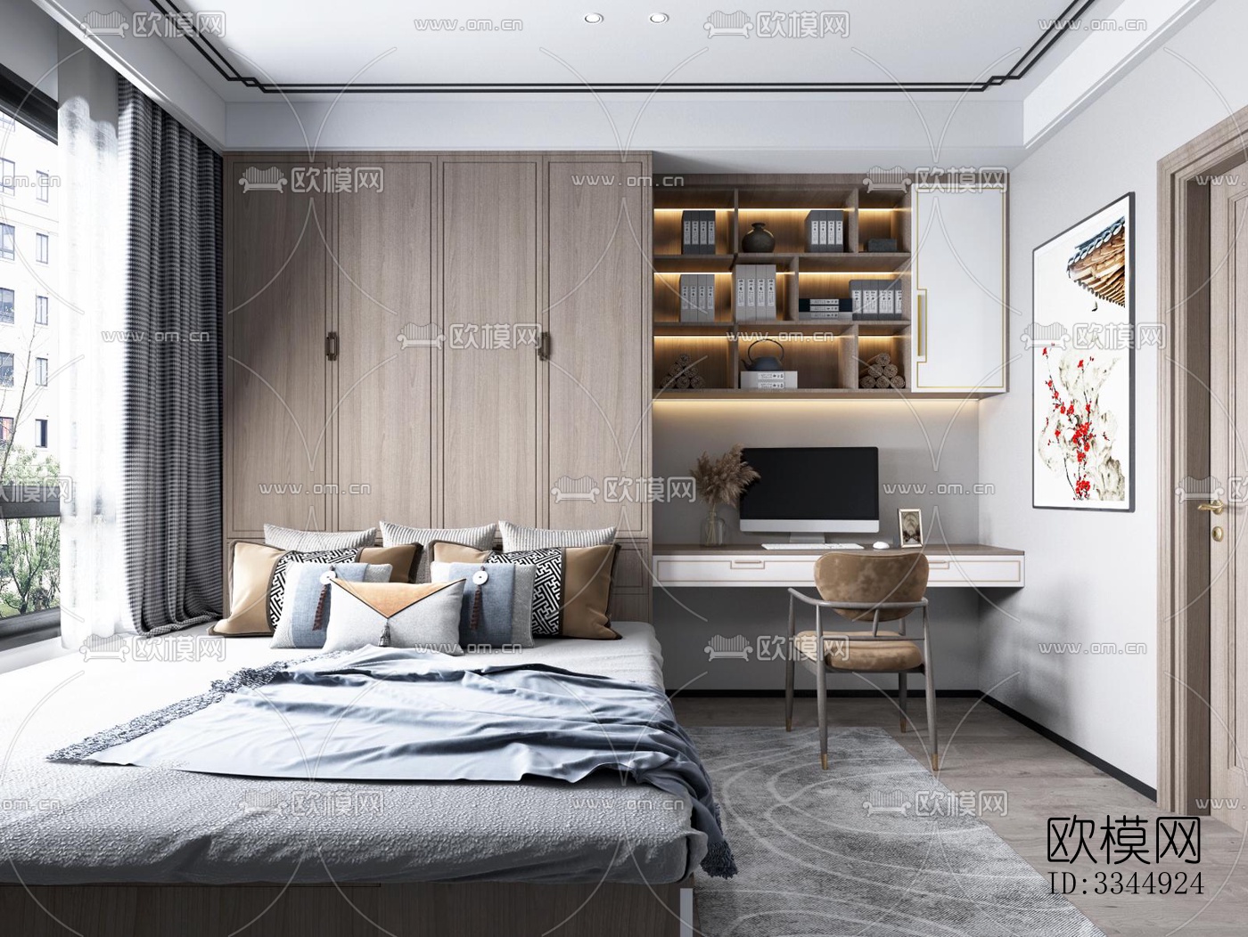 现代卧室效果图下载（渲染图12）