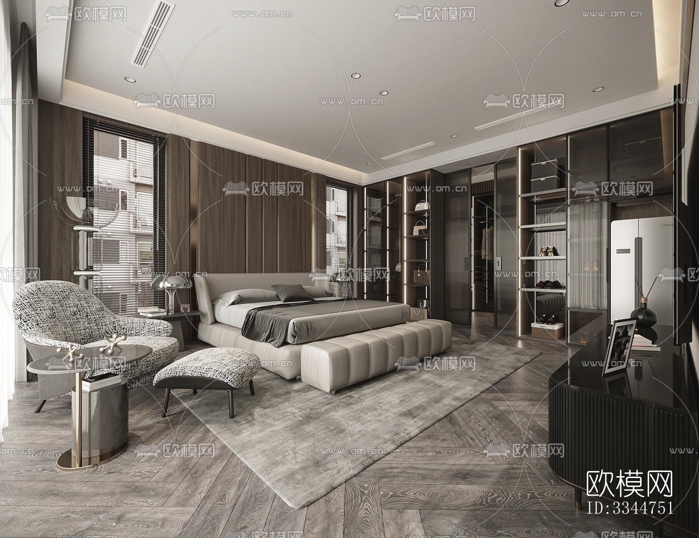 现代卧室效果图下载（渲染图3）