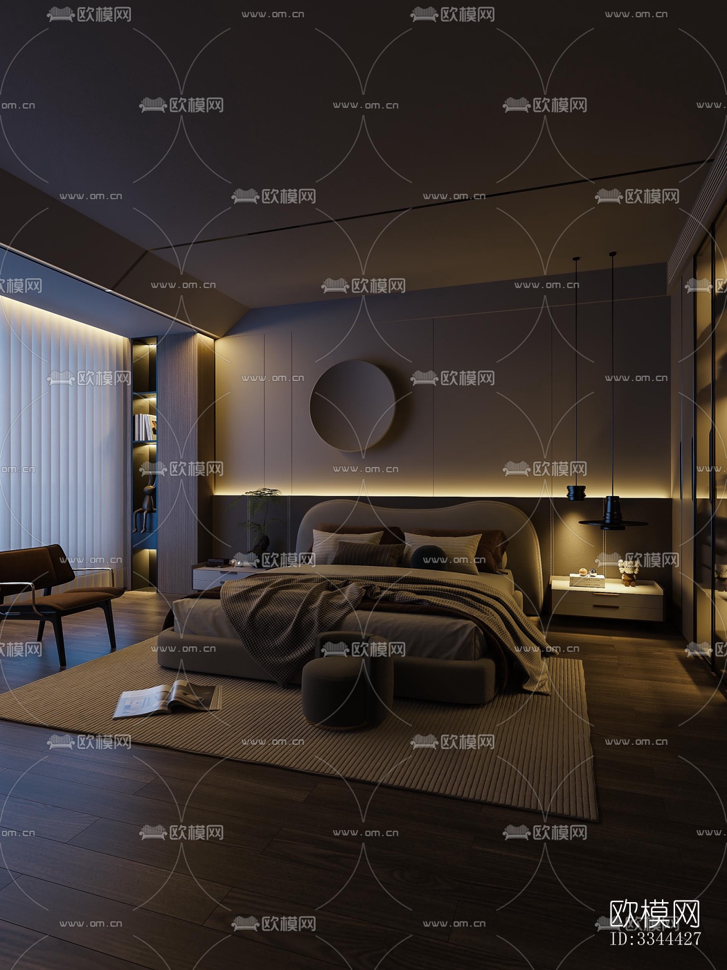现代卧室效果图下载（渲染图11）