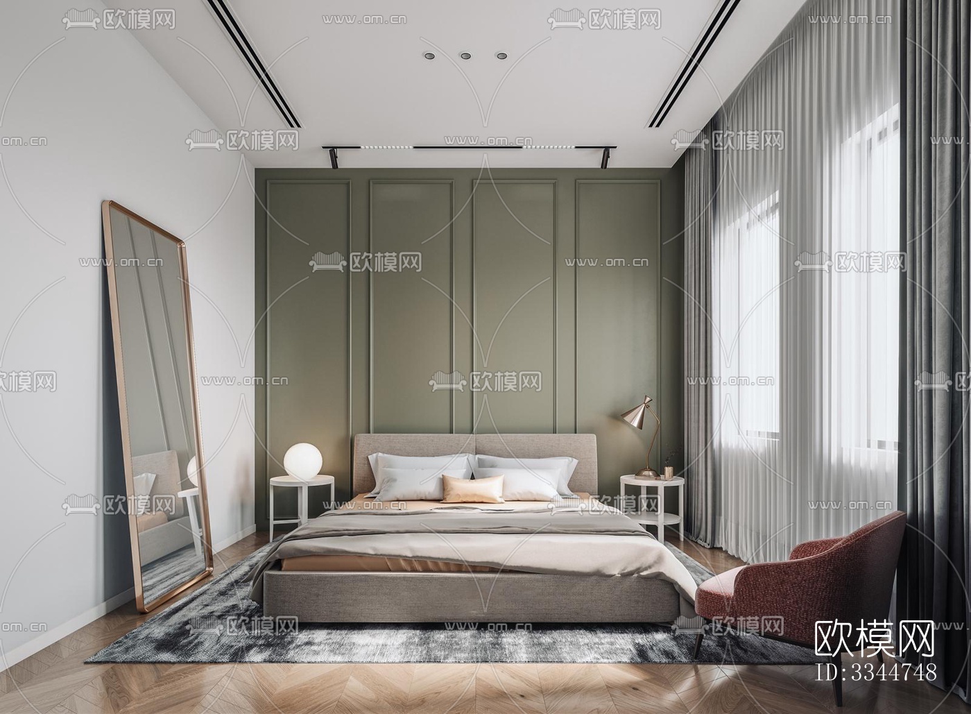 现代卧室效果图下载（渲染图2）