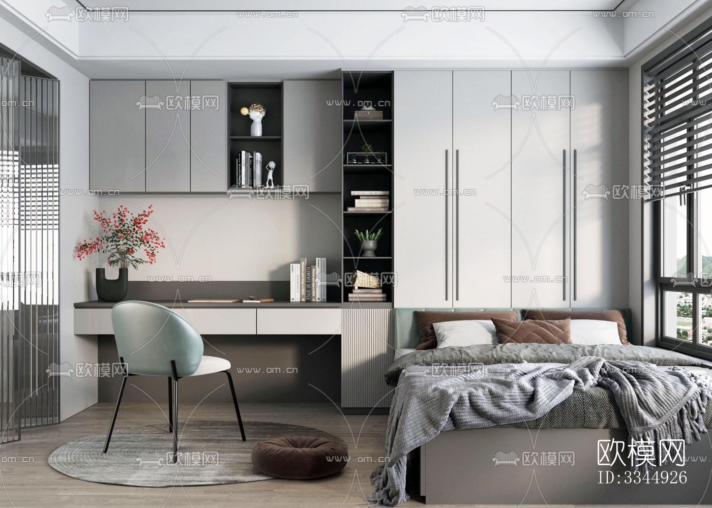 现代卧室效果图下载（渲染图10）