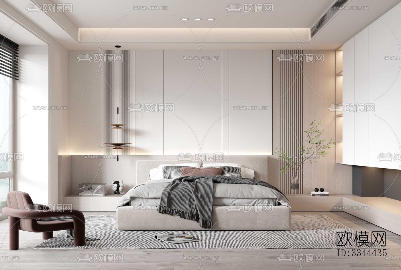 现代卧室效果图下载（渲染图1）