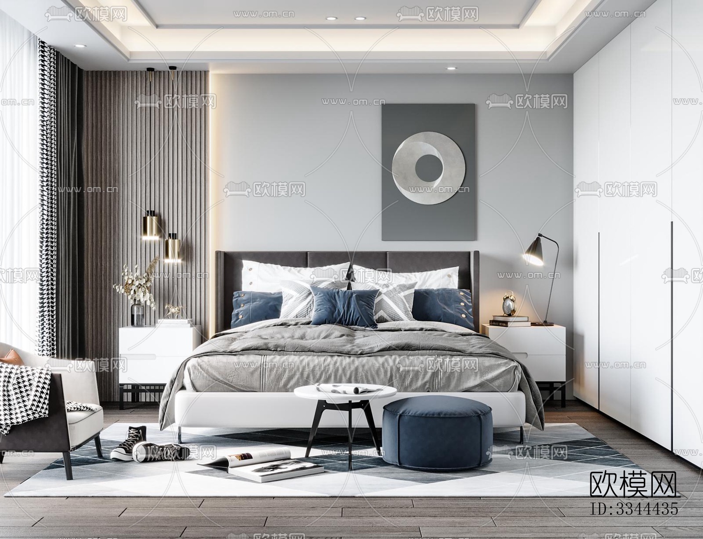 现代卧室效果图下载（渲染图16）