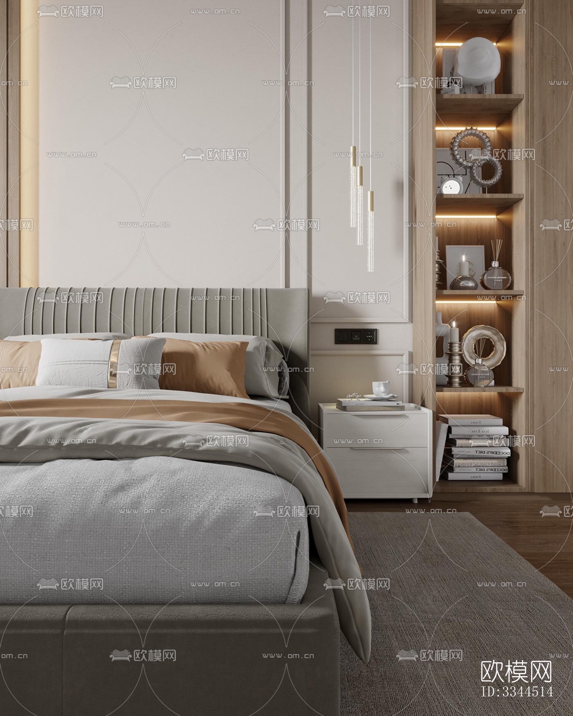 现代卧室效果图下载（渲染图4）