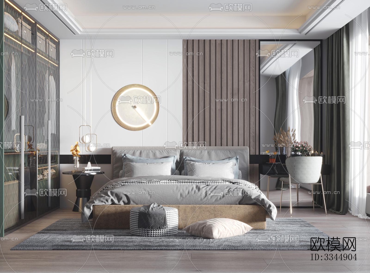 现代卧室效果图下载（渲染图3）