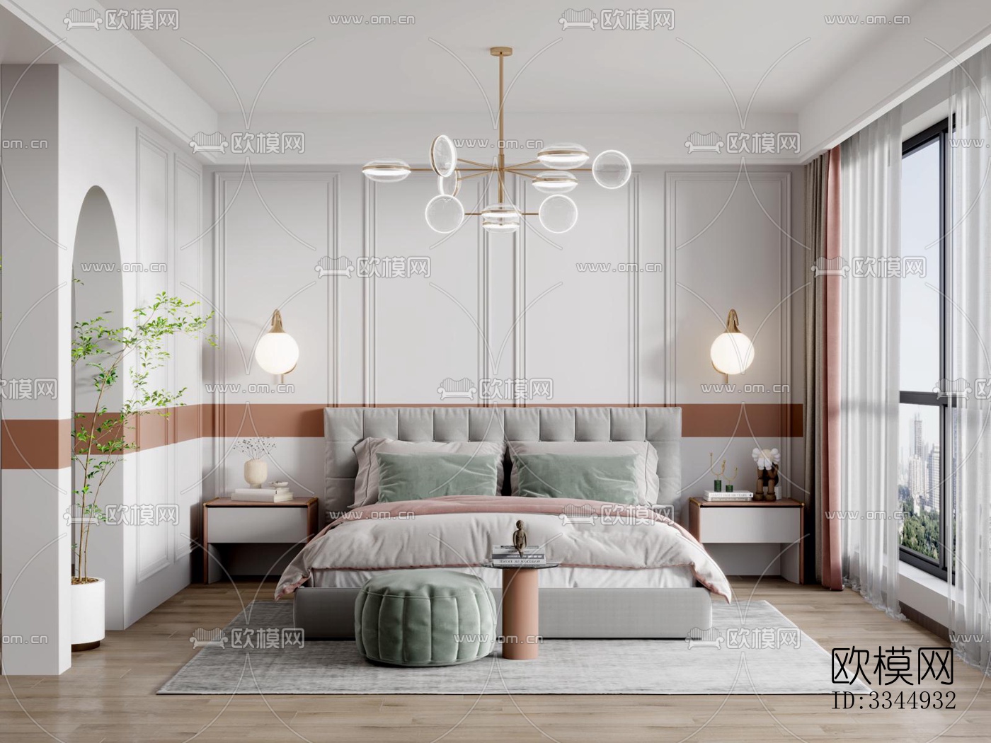 现代卧室效果图下载（渲染图10）