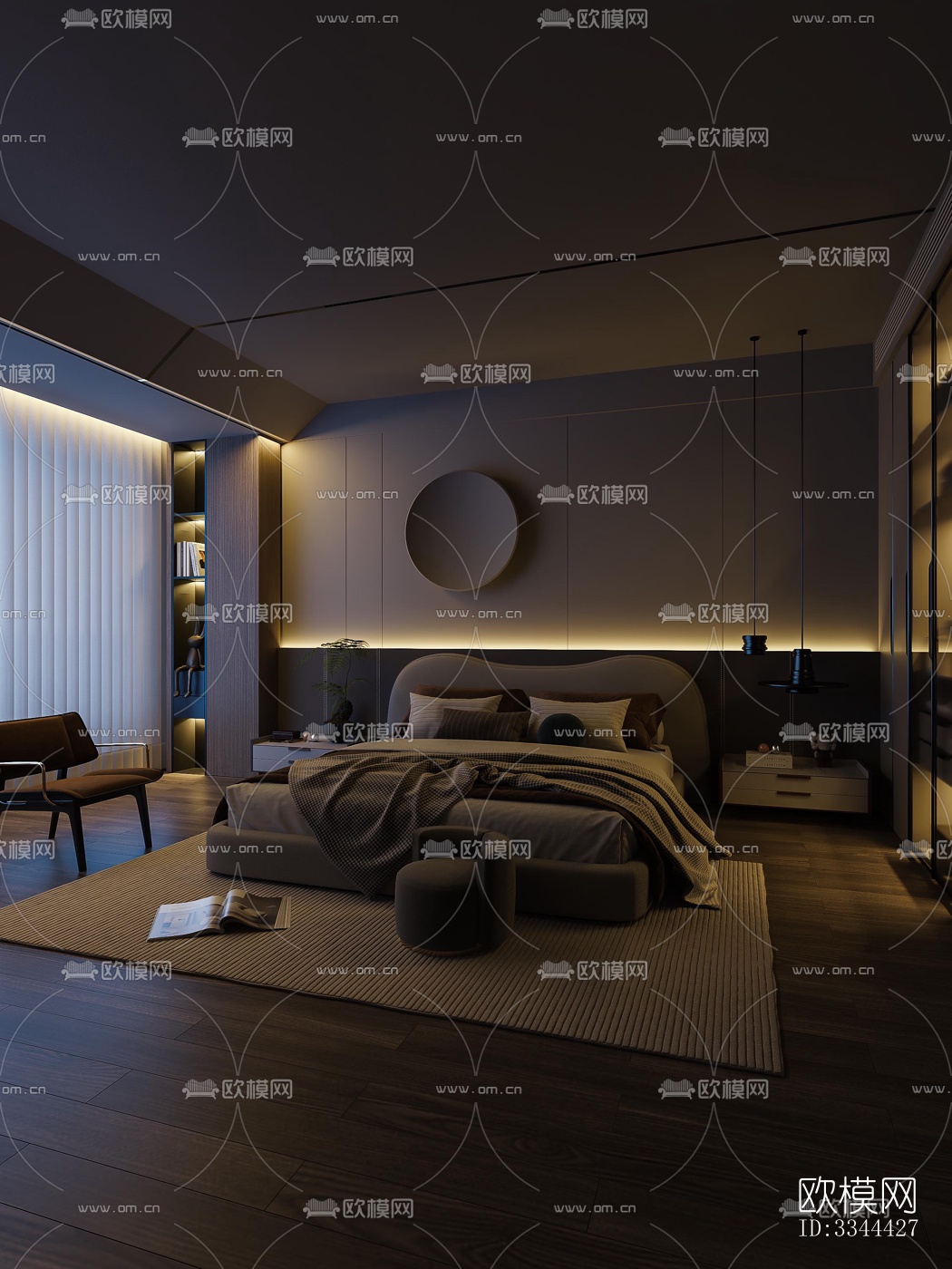 现代卧室效果图下载（渲染图10）