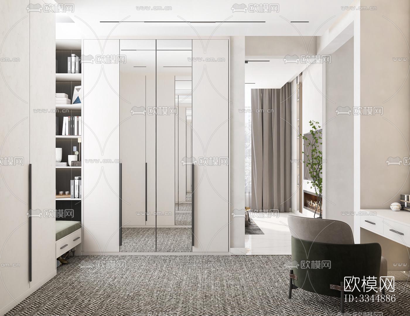 现代卧室效果图下载（渲染图8）