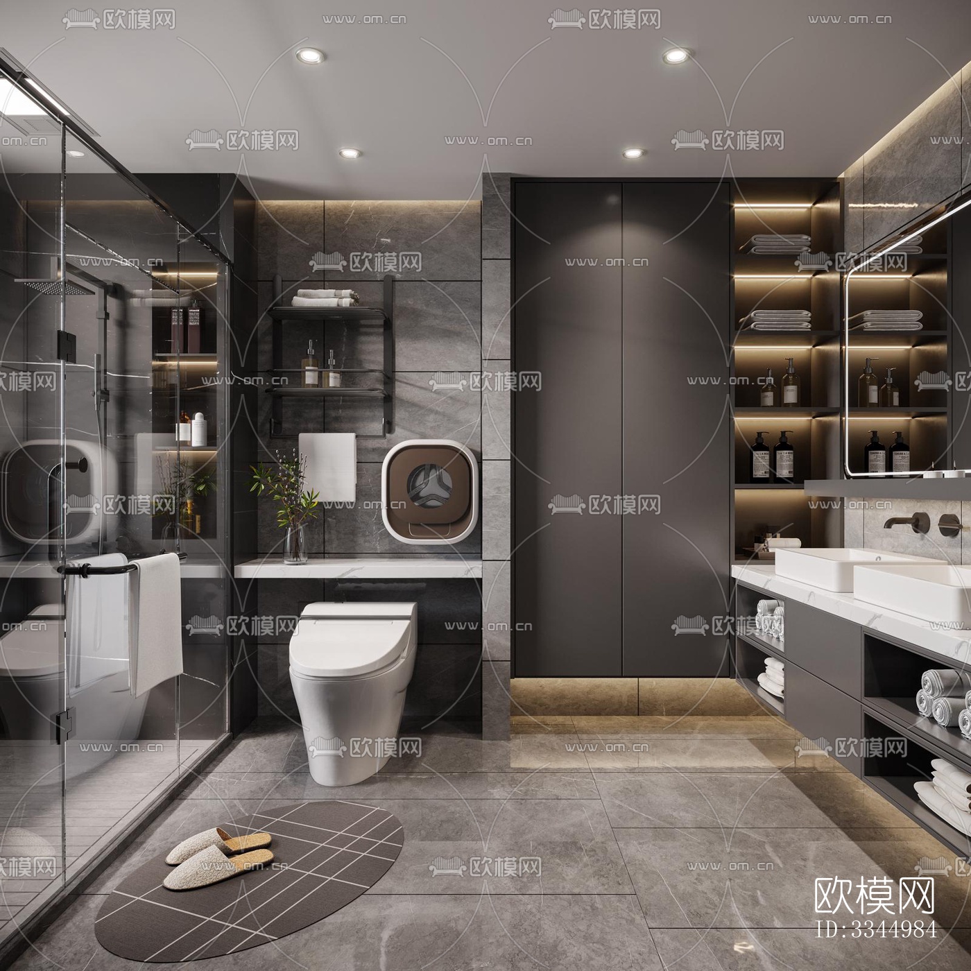 现代卫生间效果图下载（渲染图2）