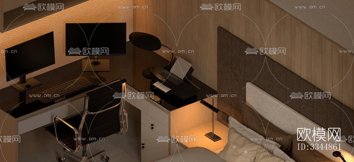 现代卧室效果图下载（渲染图3）