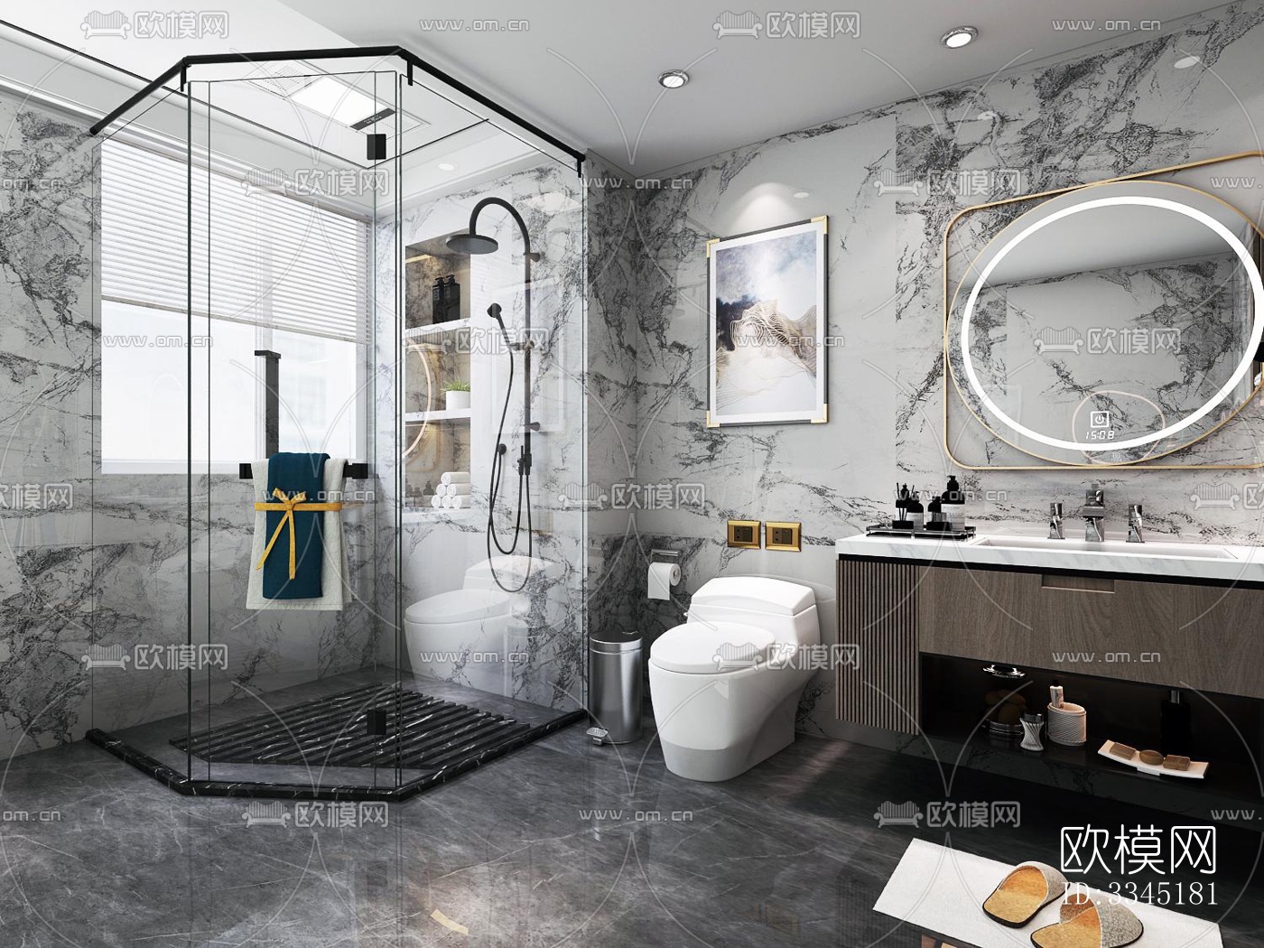 现代卫生间效果图下载（渲染图3）