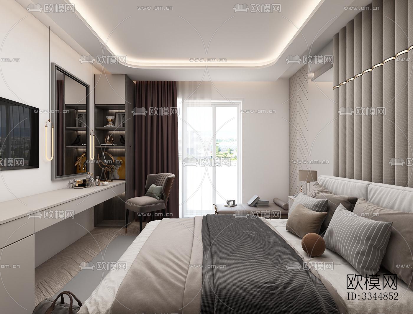 现代卧室效果图下载（渲染图5）
