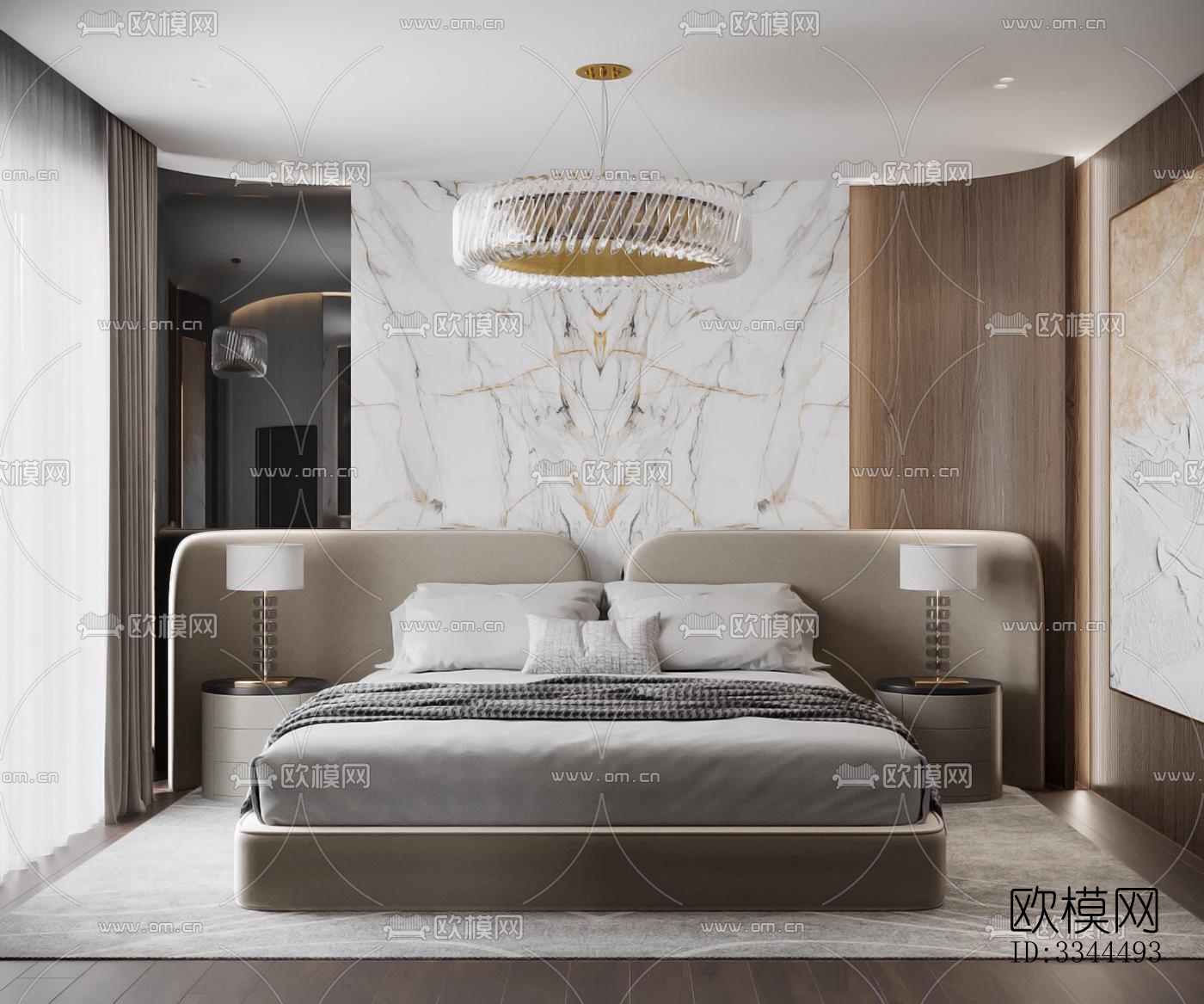 现代卧室效果图下载（渲染图9）