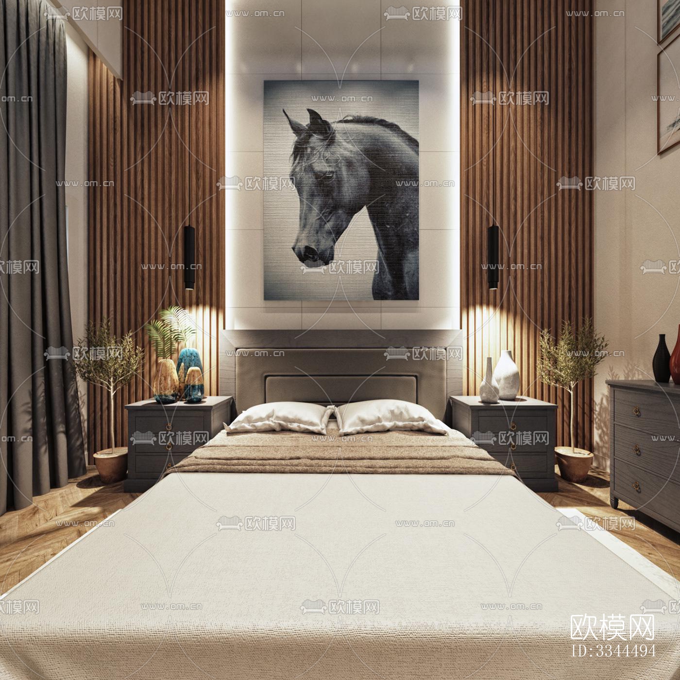 现代卧室效果图下载（渲染图5）