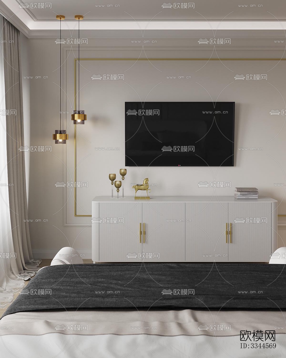 现代卧室效果图下载（渲染图12）