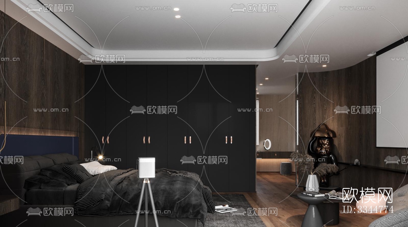现代卧室效果图下载（渲染图9）