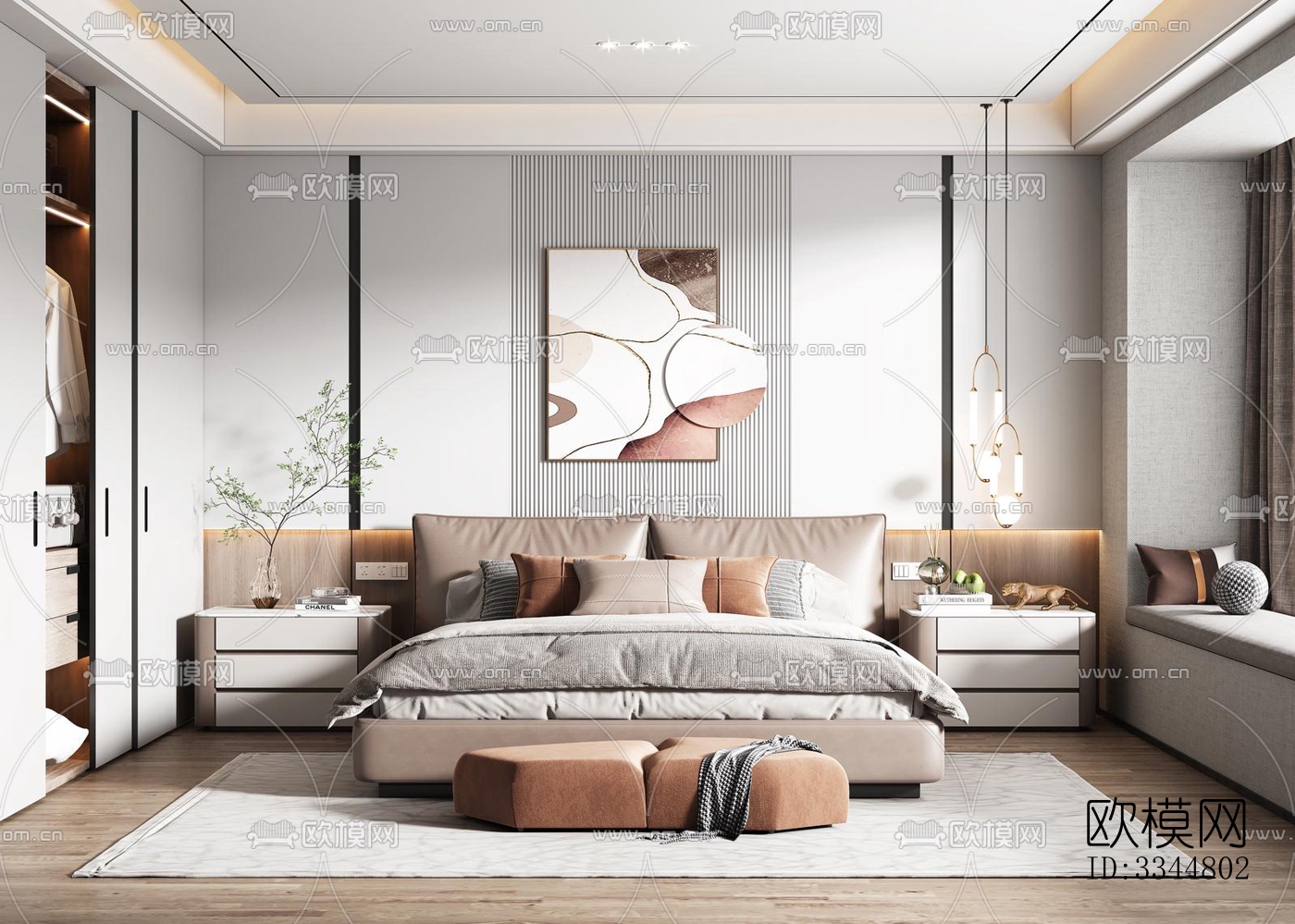 现代卧室效果图下载（渲染图8）