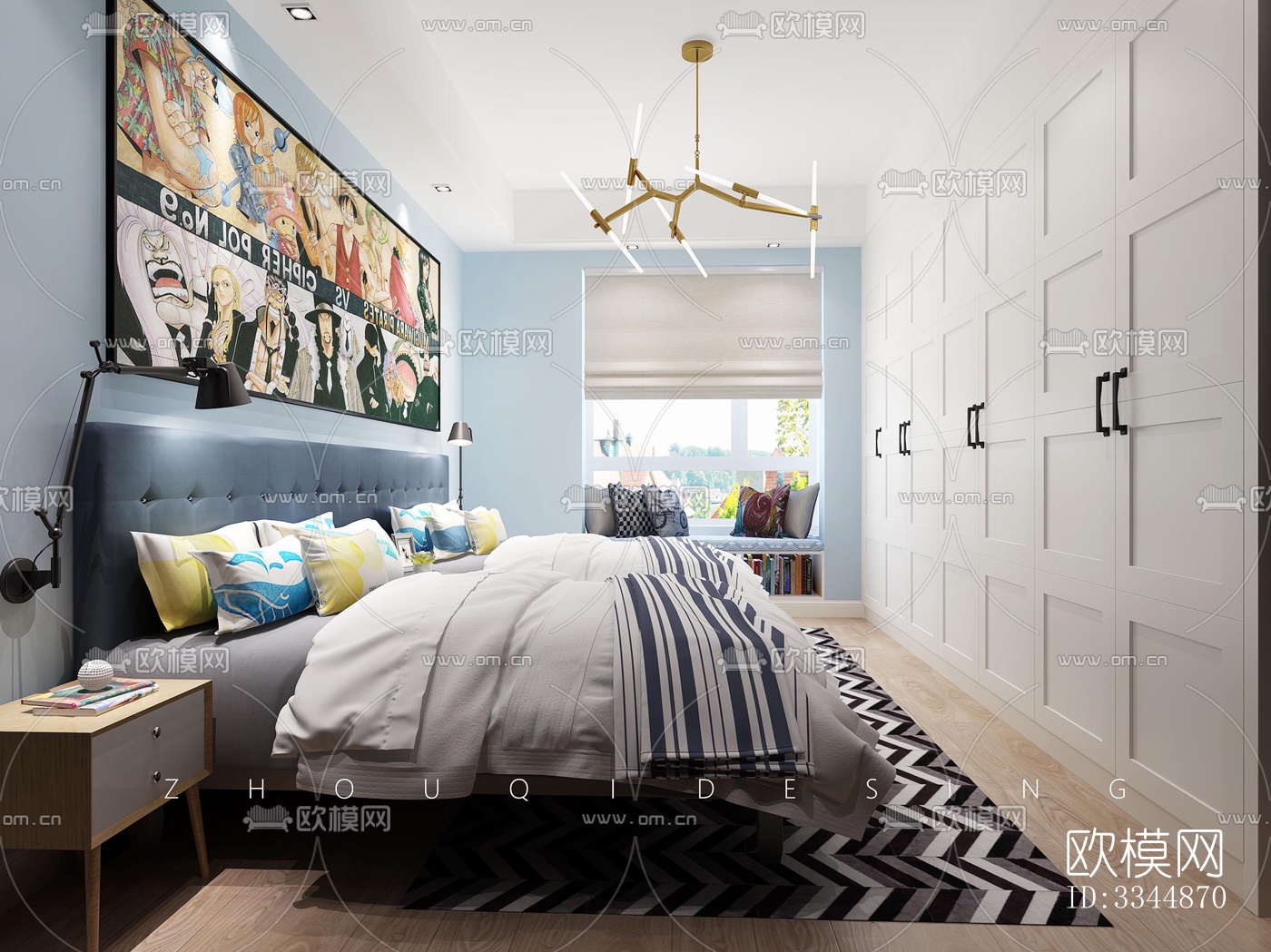 现代卧室效果图下载（渲染图4）