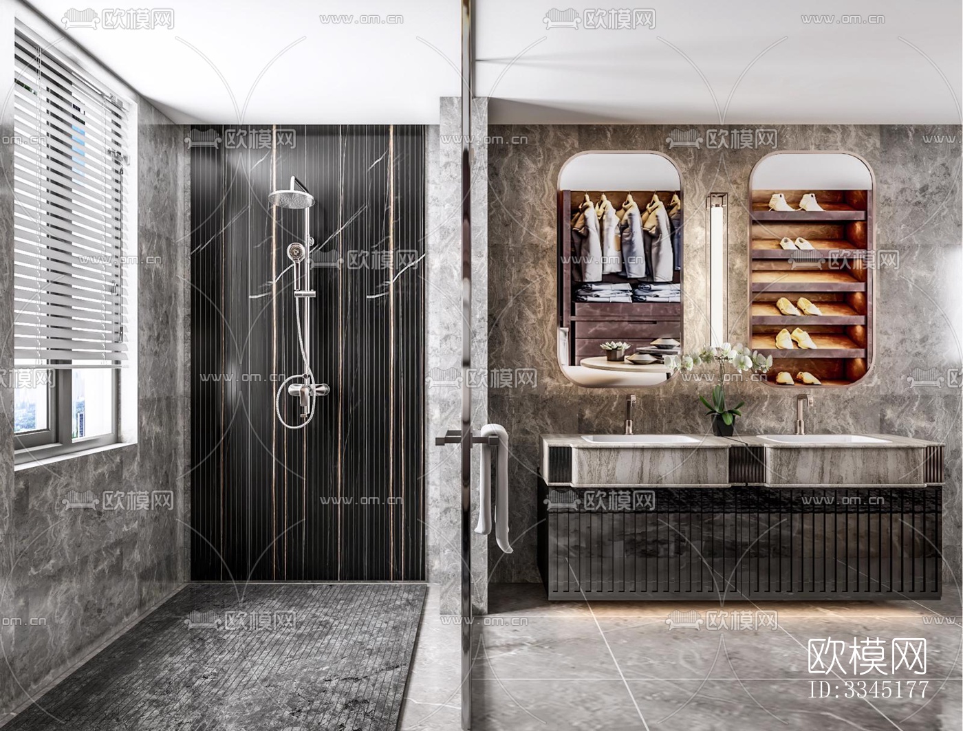 现代卫生间效果图下载（渲染图1）