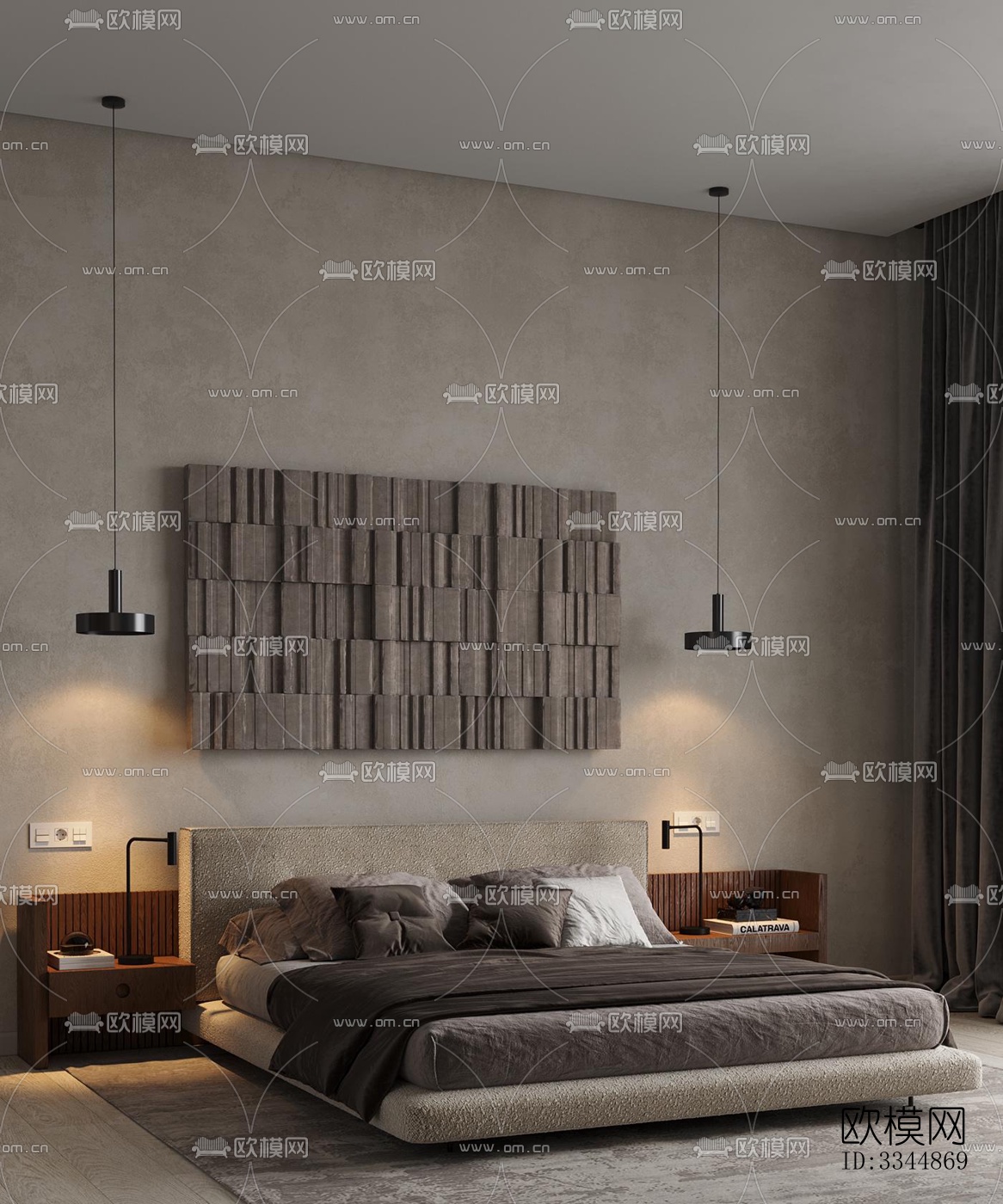 现代卧室效果图下载（渲染图5）