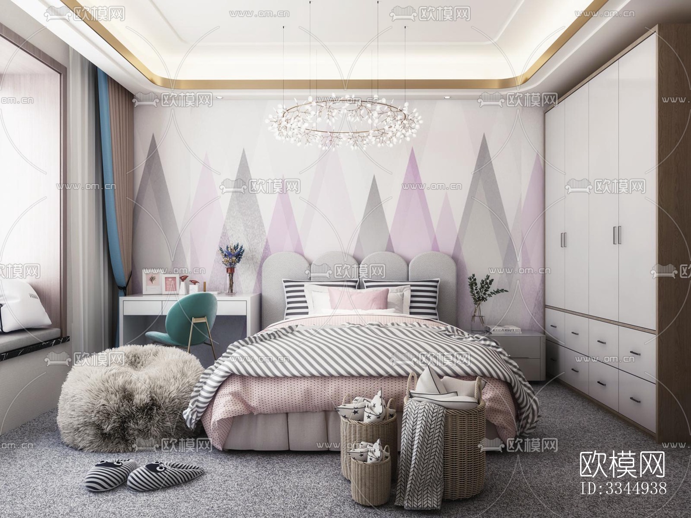 现代卧室效果图下载（渲染图11）
