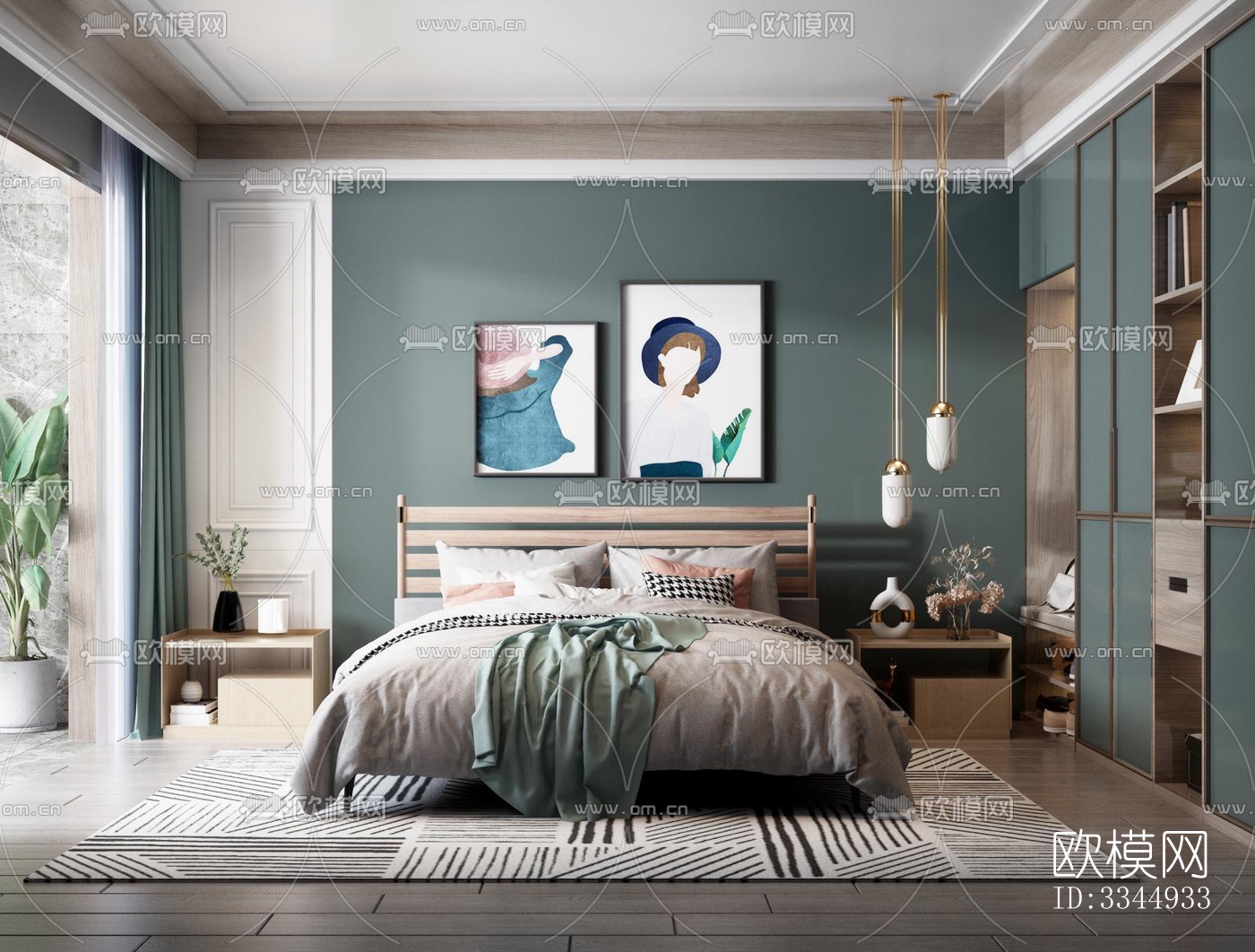 现代卧室效果图下载（渲染图14）