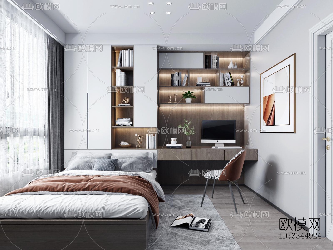 现代卧室效果图下载（渲染图13）
