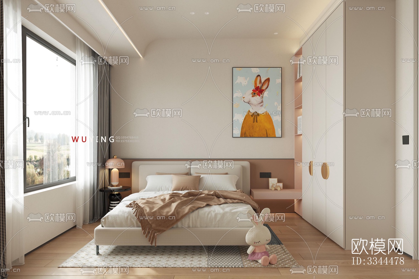 现代卧室效果图下载（渲染图1）