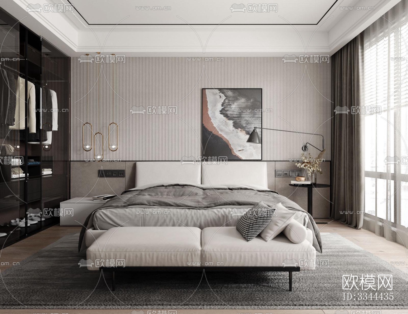 现代卧室效果图下载（渲染图2）