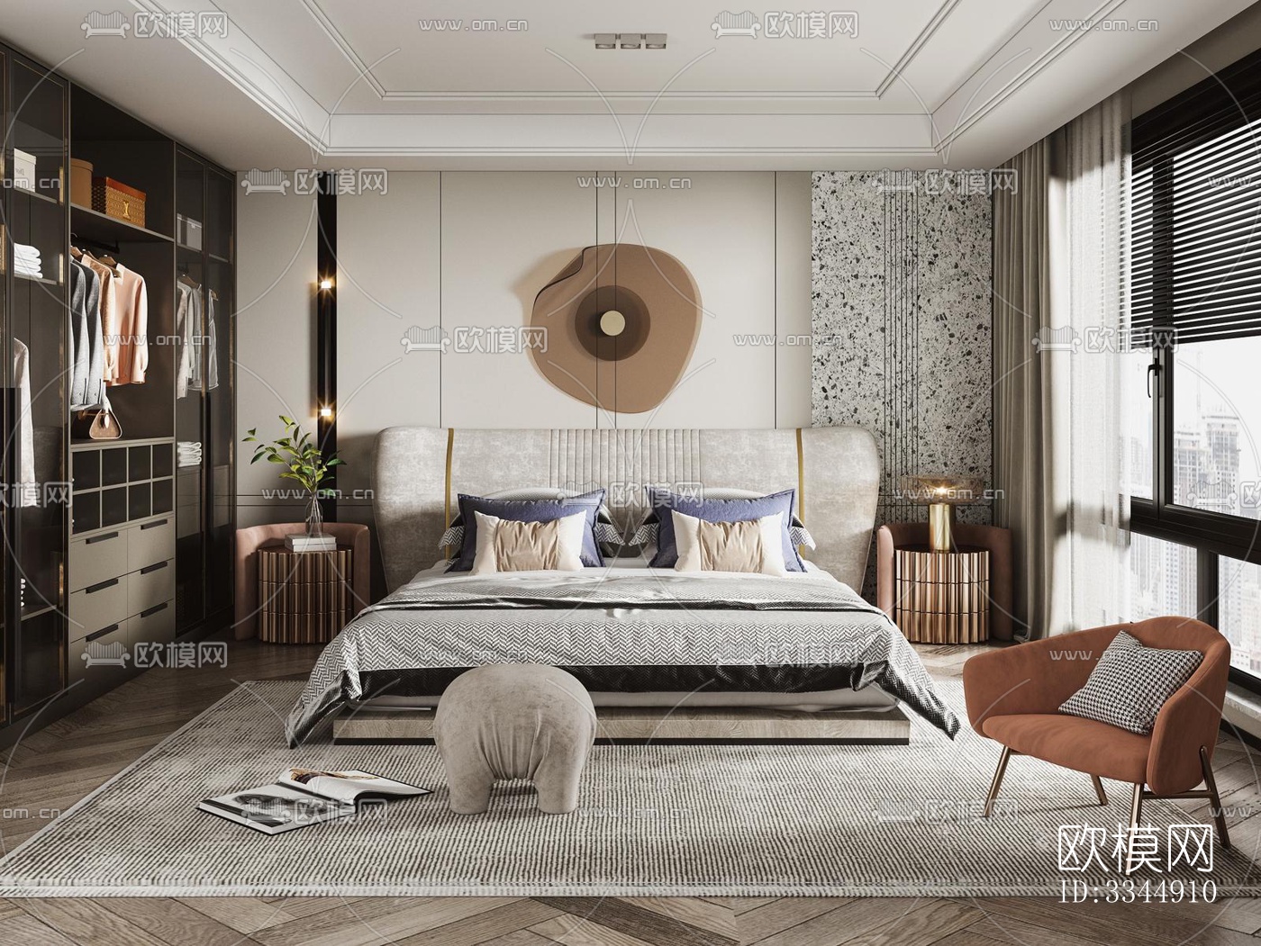 现代卧室效果图下载（渲染图6）