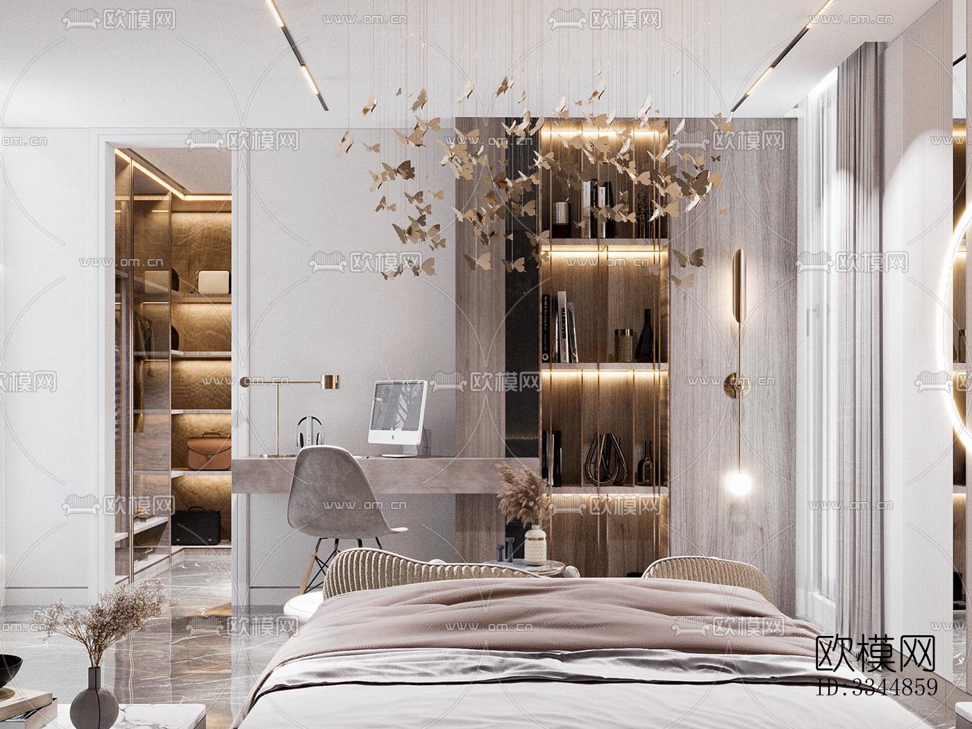 现代卧室效果图下载（渲染图3）