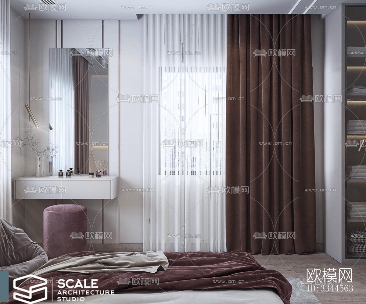 现代卧室效果图下载（渲染图9）