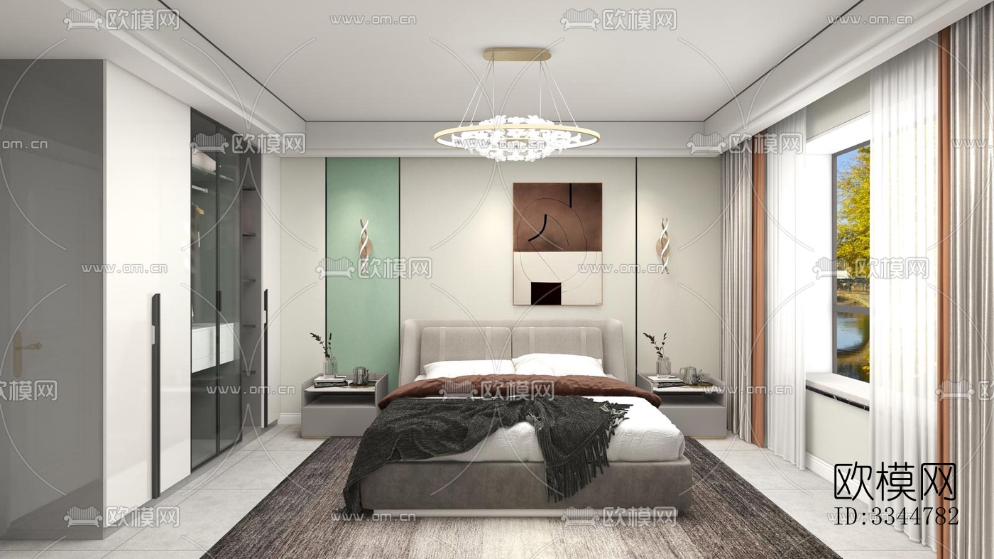 现代卧室效果图下载（渲染图10）