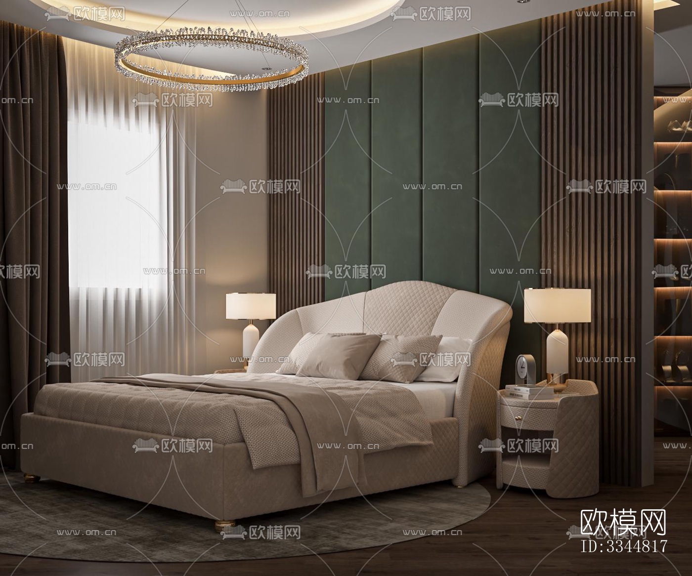 现代卧室效果图下载（渲染图1）