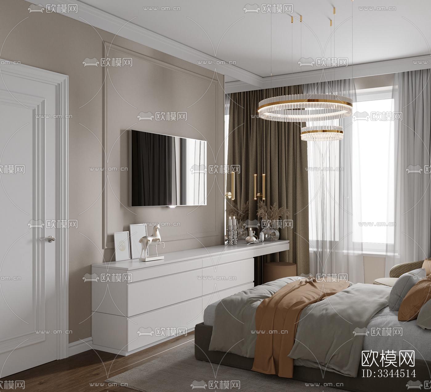 现代卧室效果图下载（渲染图6）