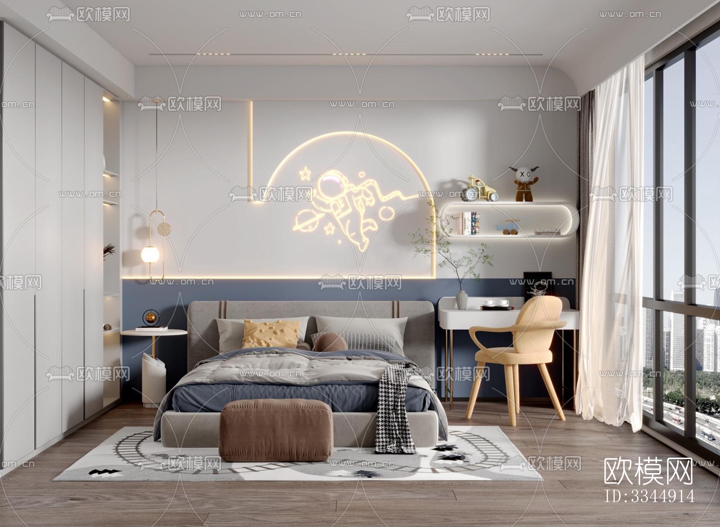 现代卧室效果图下载（渲染图3）