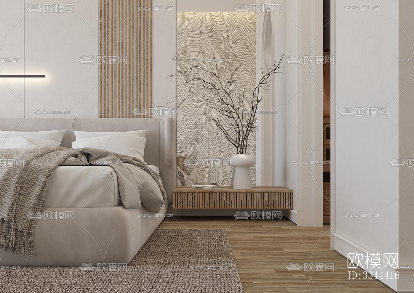 现代卧室效果图下载（渲染图3）