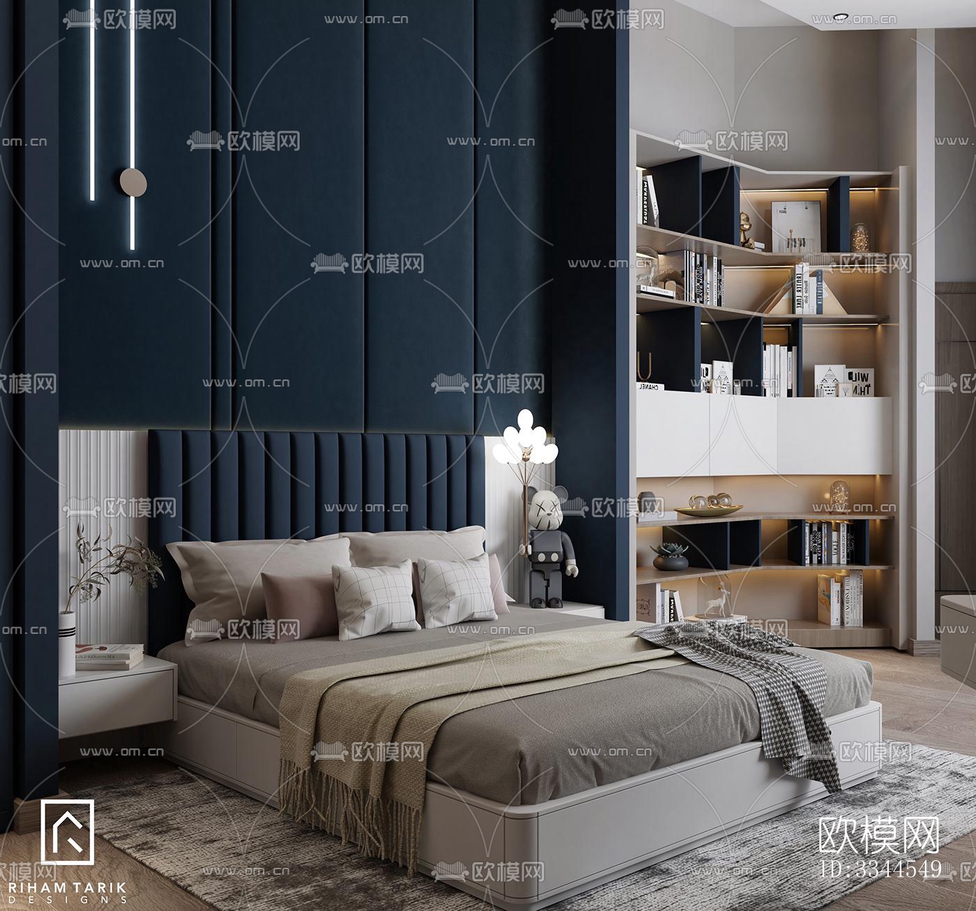 现代卧室效果图下载（渲染图4）