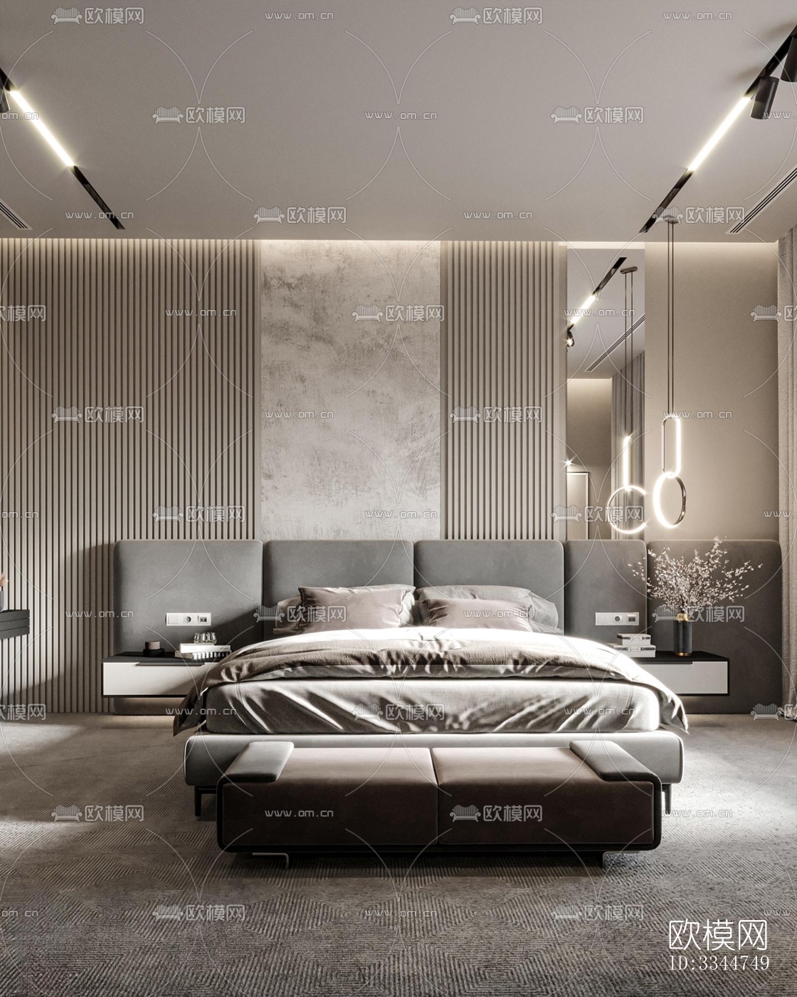 现代卧室效果图下载（渲染图1）