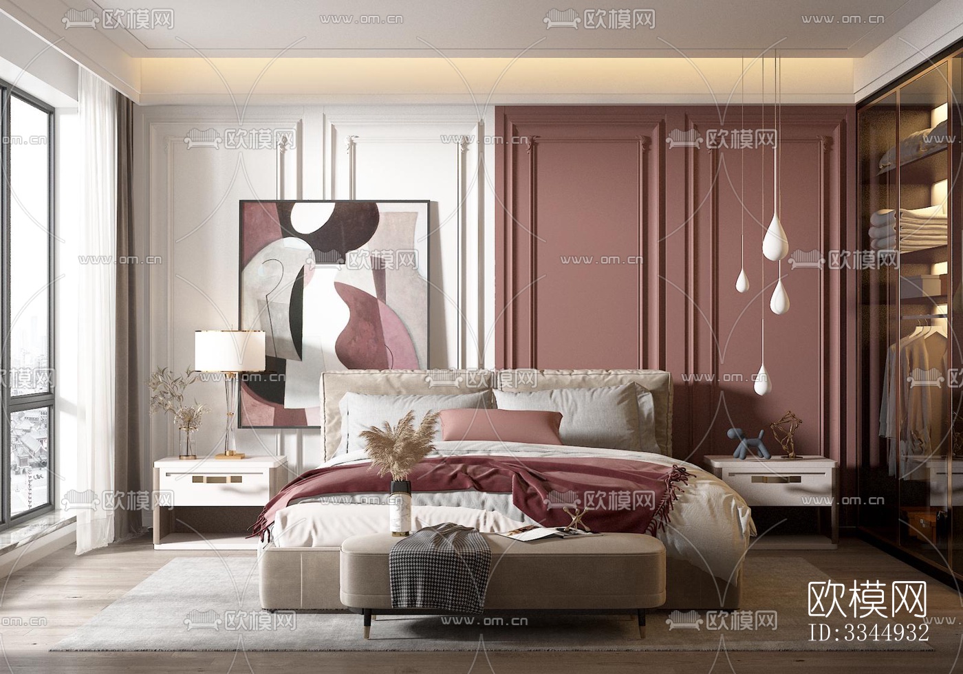 现代卧室效果图下载（渲染图13）