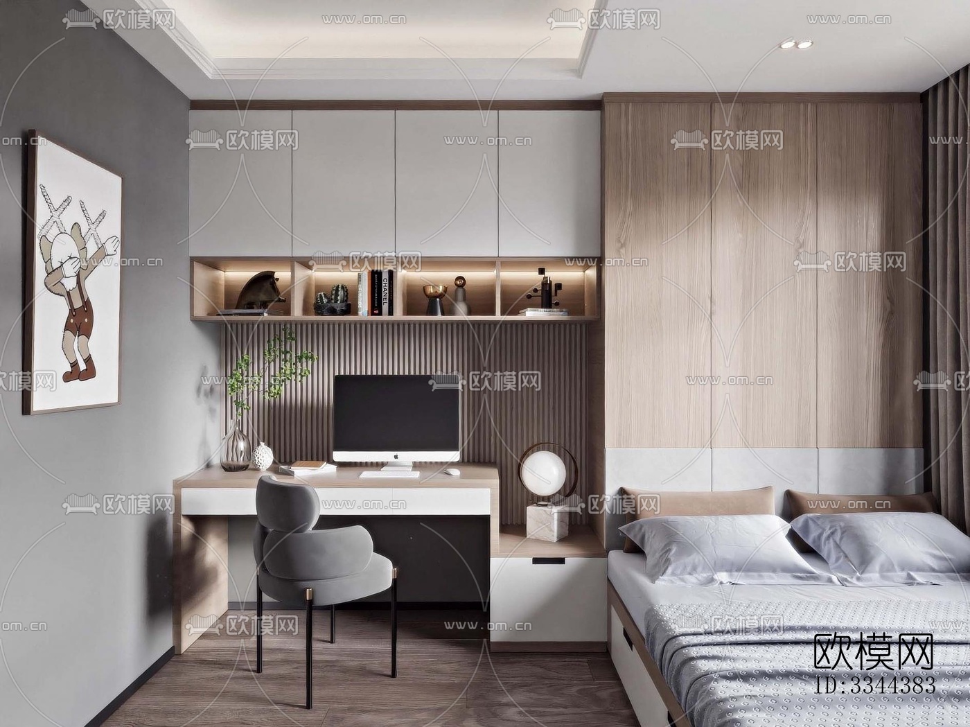 现代卧室效果图下载（渲染图1）