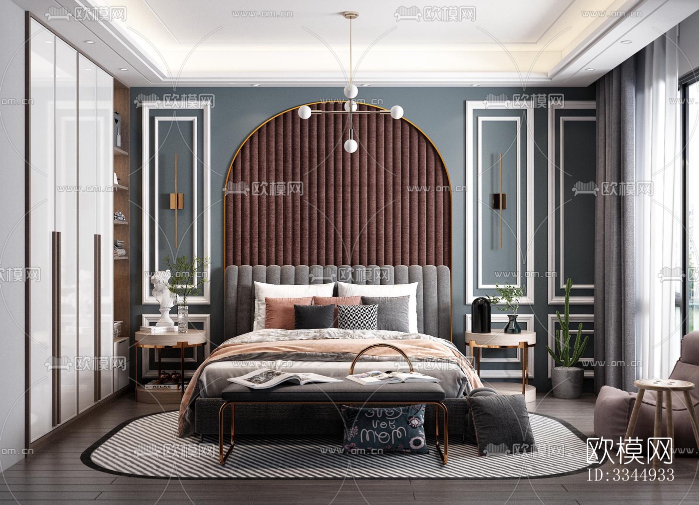 现代卧室效果图下载（渲染图11）