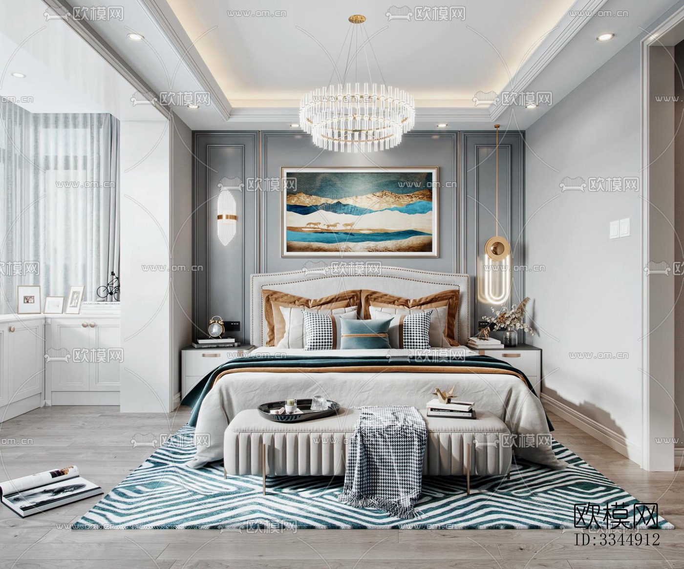 现代卧室效果图下载（渲染图10）