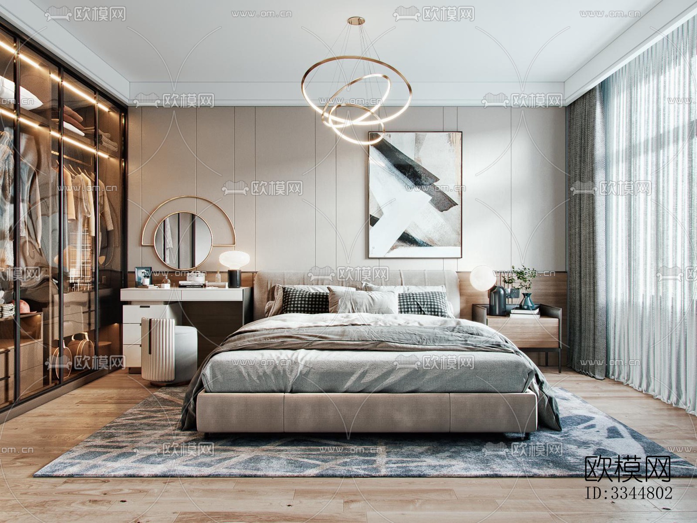 现代卧室效果图下载（渲染图6）