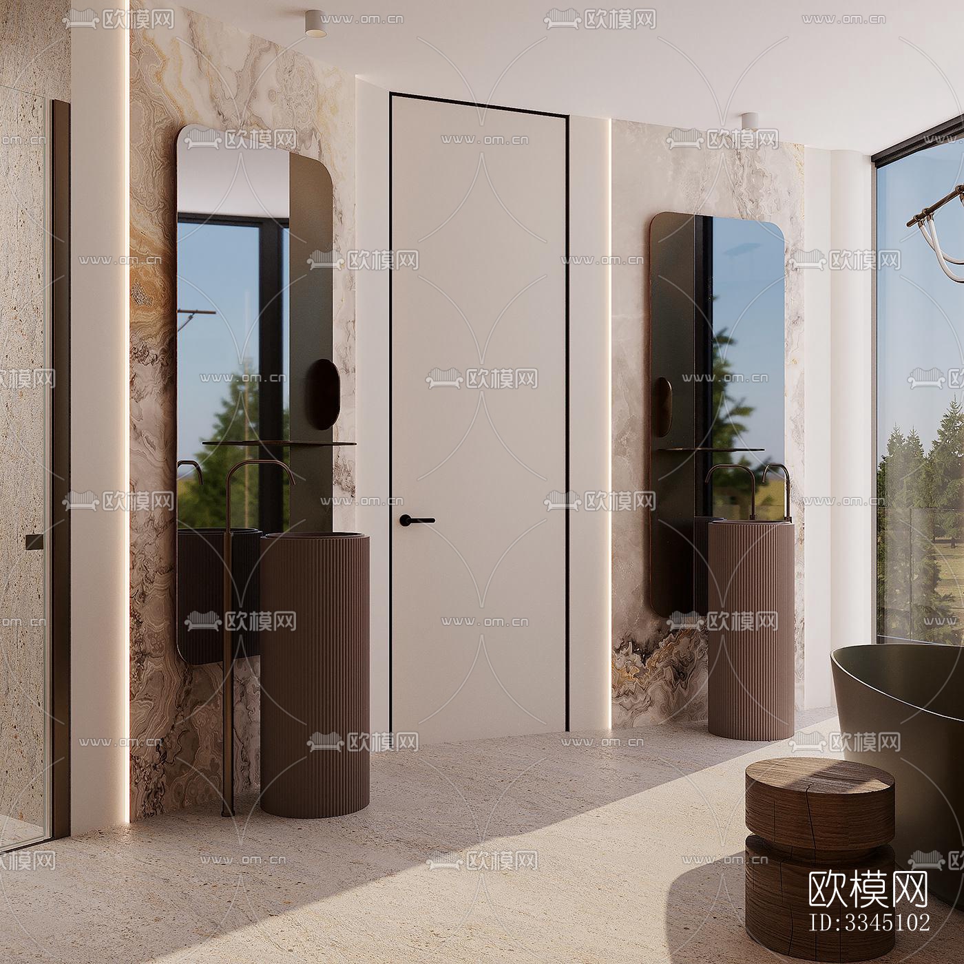 现代卫生间效果图下载（渲染图2）