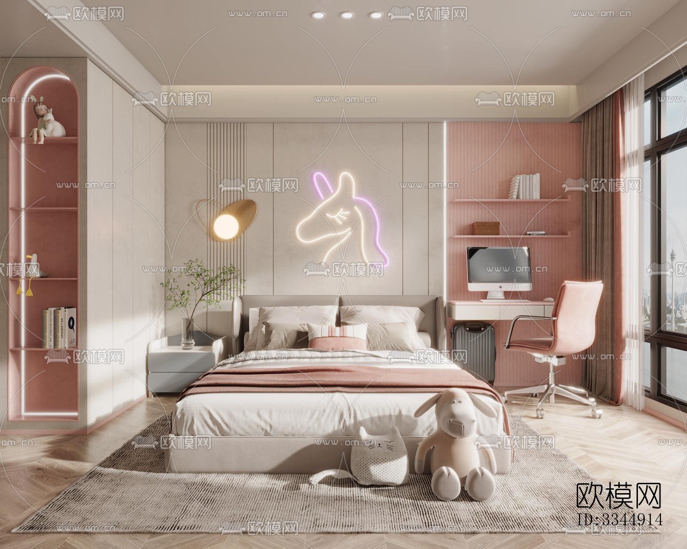 现代卧室效果图下载（渲染图1）