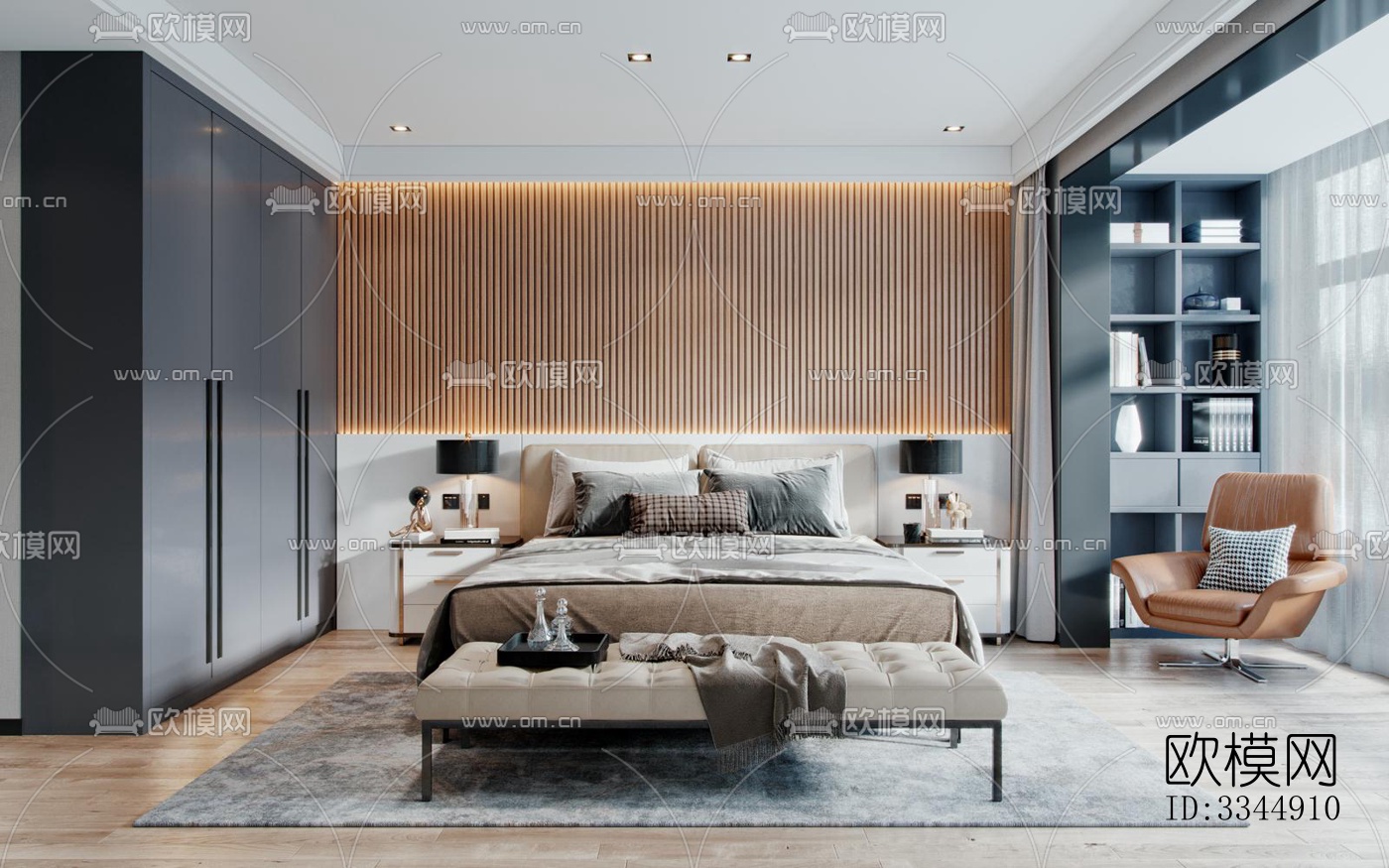 现代卧室效果图下载（渲染图4）