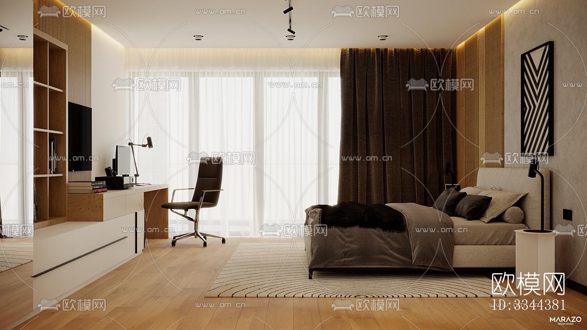 现代卧室效果图下载（渲染图3）