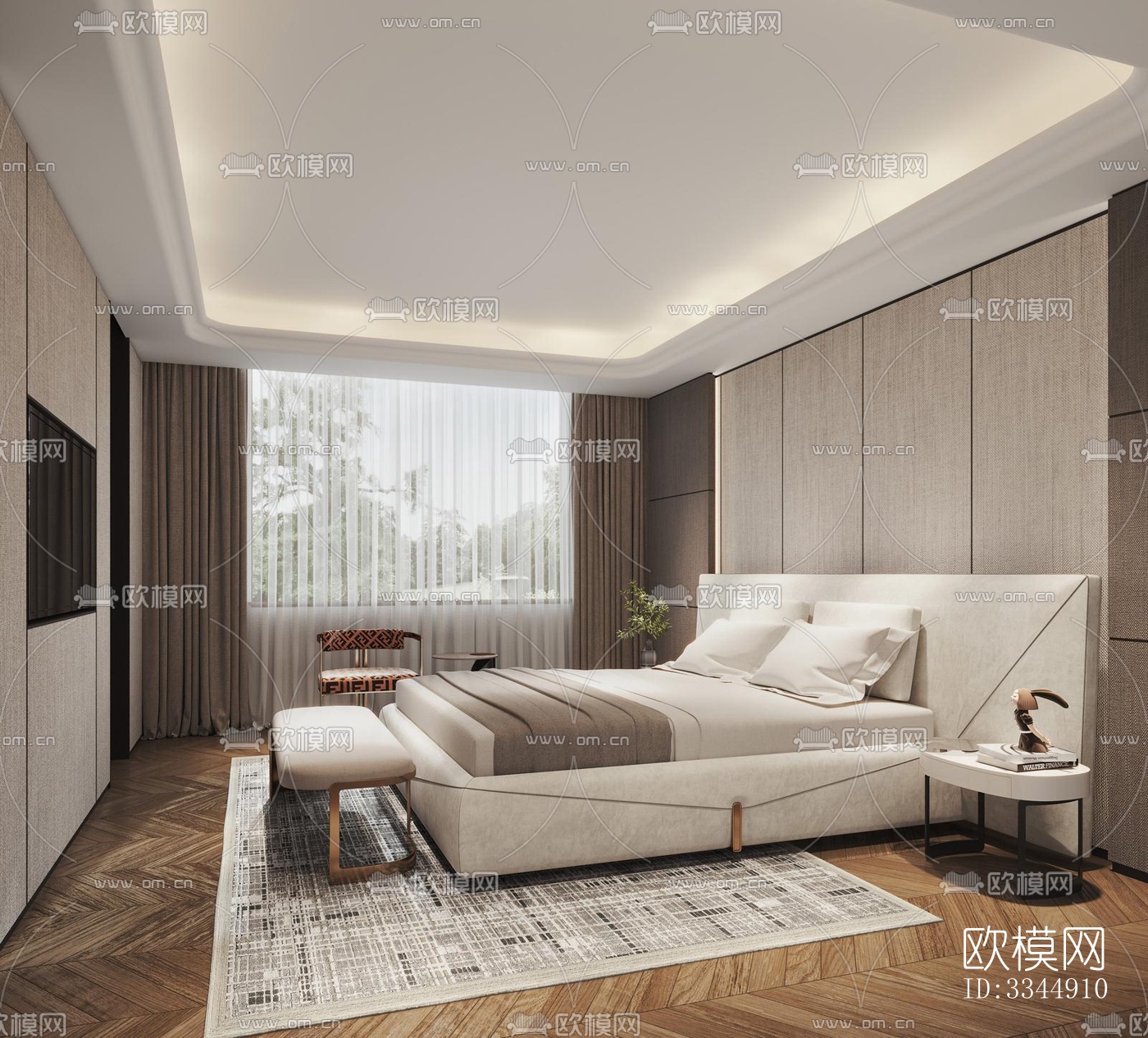 现代卧室效果图下载（渲染图9）