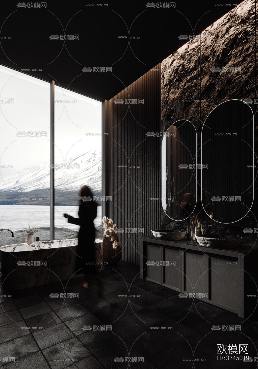 现代卫生间效果图下载（渲染图1）